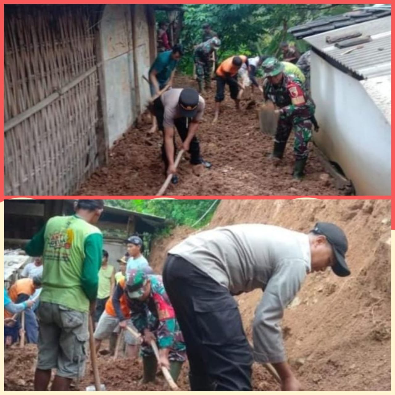 POLSEK SAWAHAN TANGANI TANAH LONGSOR DI DUSUN TILING