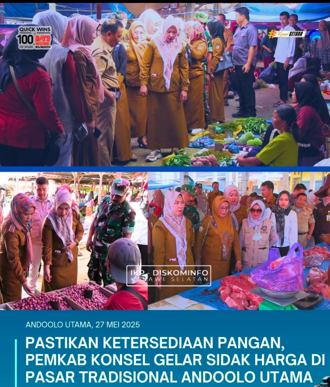 Pastikan Ketersediaan Pangan, Pemkab Konsel Gelar Sidak Harga di Pasar Tradisional Andoolo Utama