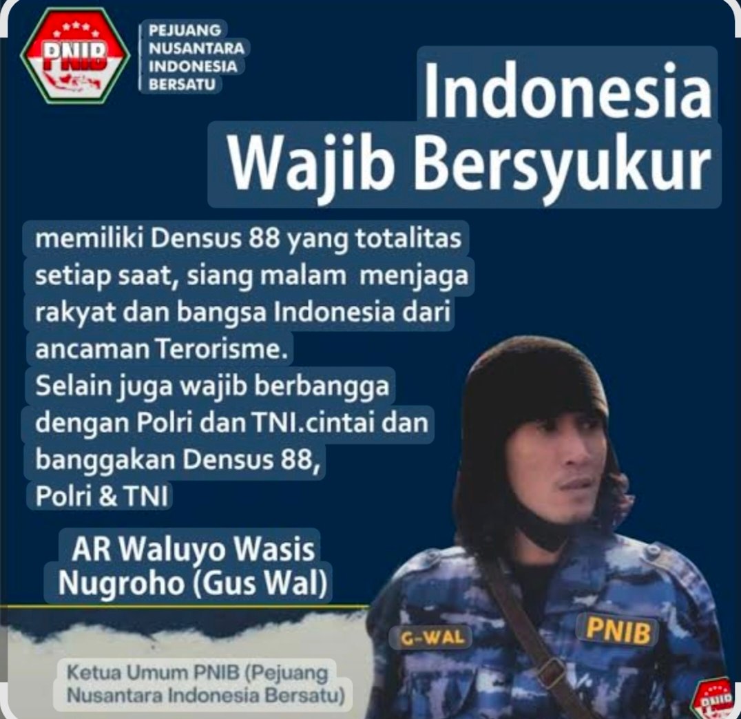 PNIB Ucapkan HUT ke-21 Densus 88,Tetap Garda Terdepan Lawan Terorisme