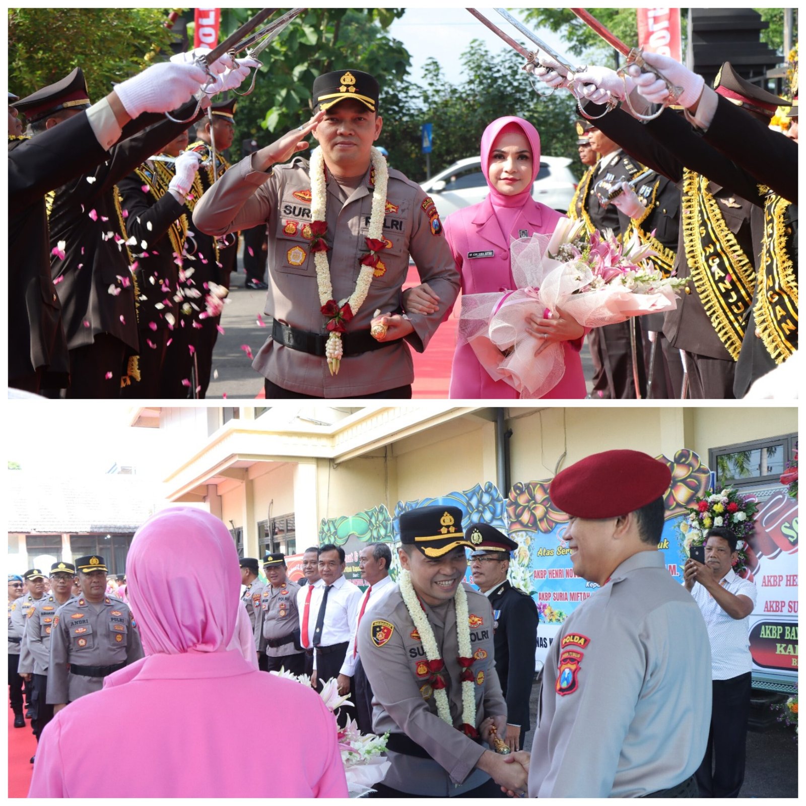 Tradisi Pedang Pora dan Banjari Sambut Kapolres Baru Nganjuk