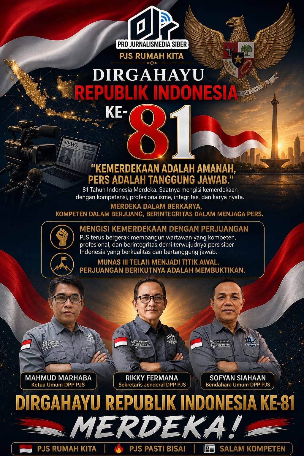 HUT RI ke-81, PJS Tegaskan Pers Harus Merdeka, Kompeten dan Berintegritas