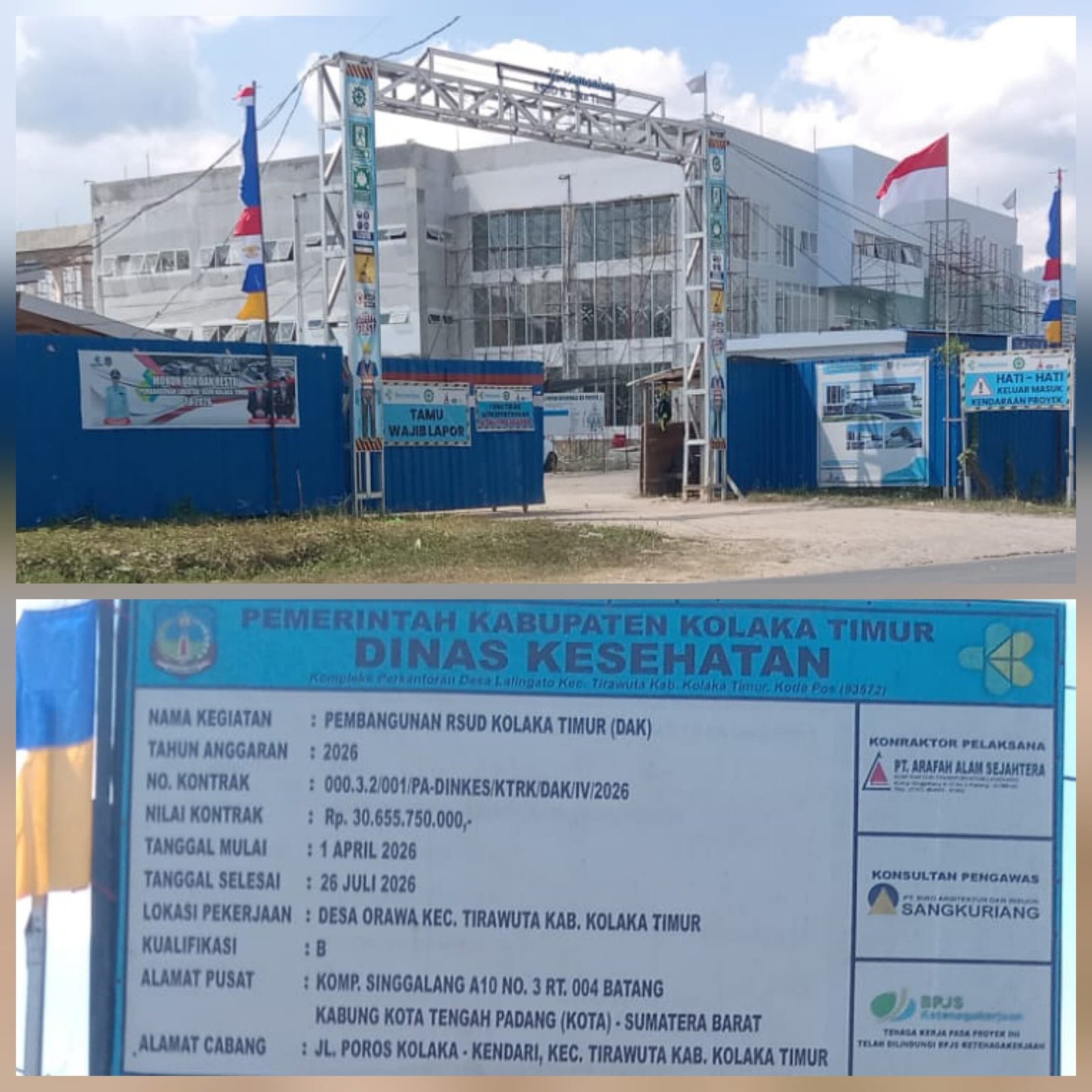 Pekerja Proyek RSUD Kolaka Timur Keluhkan Upah Belum Dibayar Penuh, Mandor Dilaporkan ke Polisi
