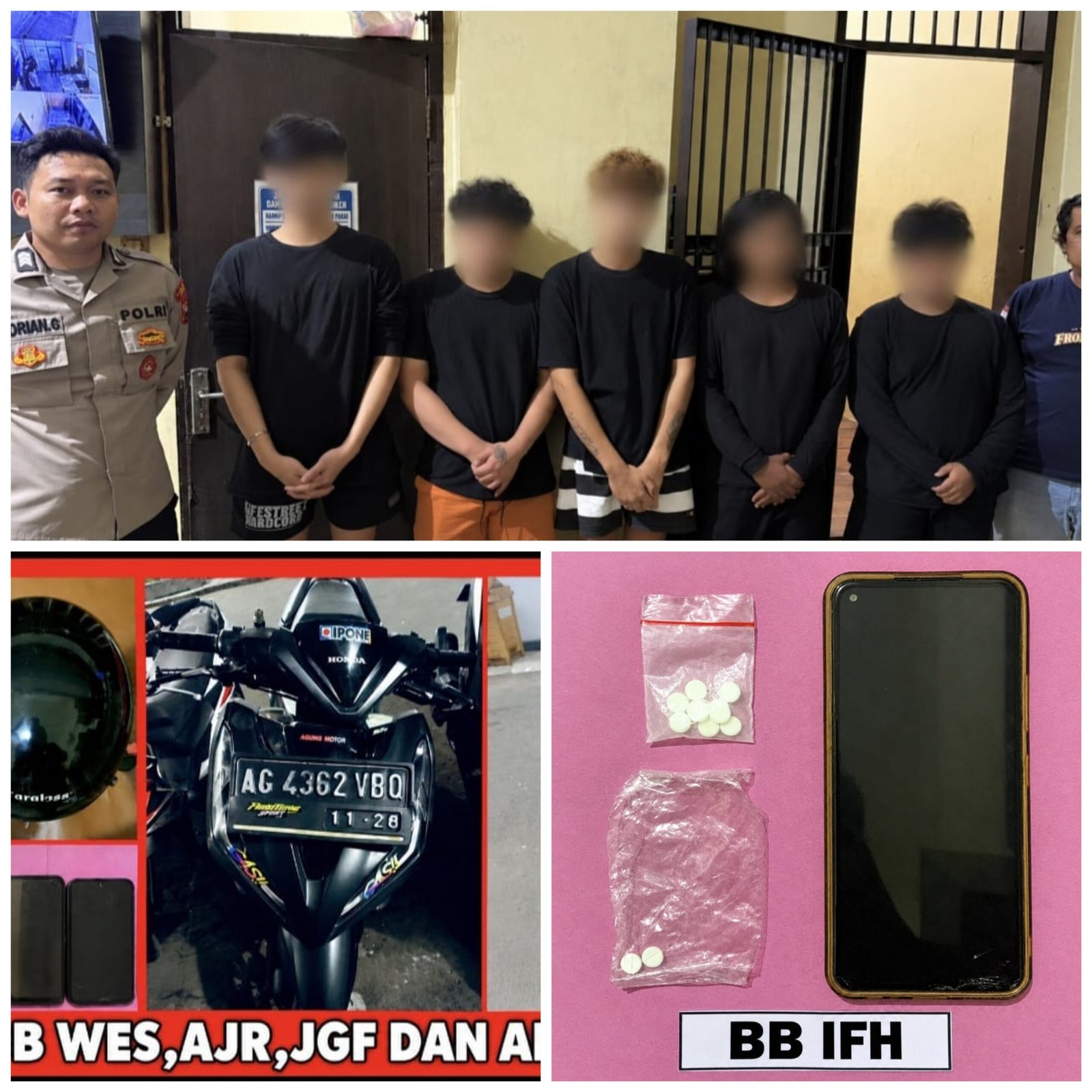 Dua Kasus Berbeda Dibongkar, Polres Nganjuk Amankan Enam Orang dan Sita Pil LL serta Sabu